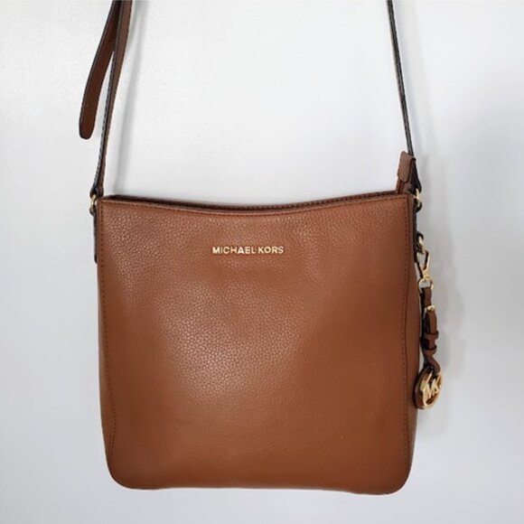 Michael Kors Timeless Saffiano Tan Leather Crossbody Messenger Bag Zip Closure - Picture 6 of 13